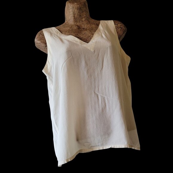 Fenn Wright & Manson Workshop Womens 100% Silk Cream Sleeveless V-Neck Blouse Si - Picture 1 of 8